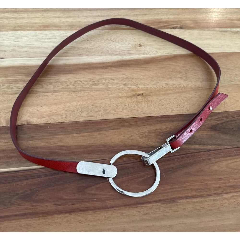 Coldwater Creek Red Genuine Leather Belt Small Silver O Ring Buckle Boho Y2K